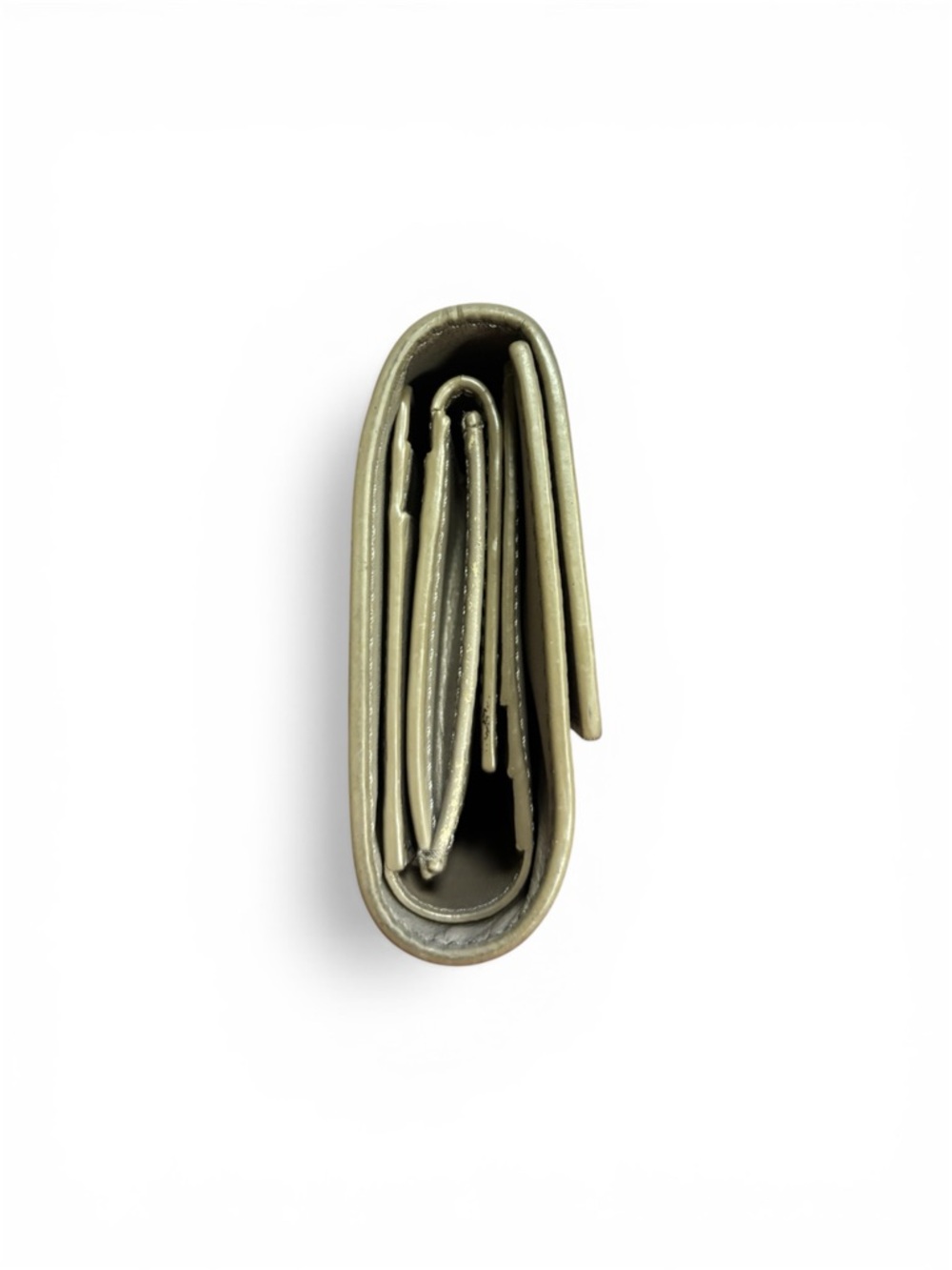 Celine Fold-Over Pebbled Leather Wallet in Taupe with Gold Logo & Hardware - Picture 3 of 8